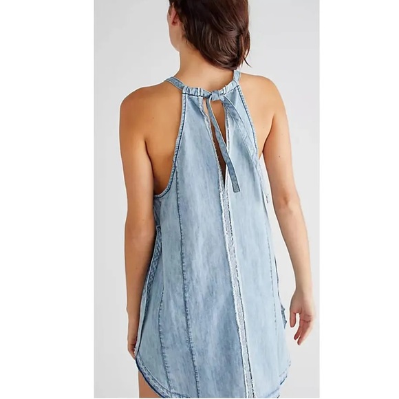 (A8) NEW Free People Isabella Denim Tunic dress $128, Size Small, Blue, NWOT - Picture 4 of 12